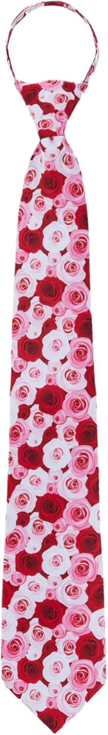 Jacob Alexander Men's Assorted Floral Roses Flowers Design Pre-Tied Zipper Neck Tie - White Pink Red...