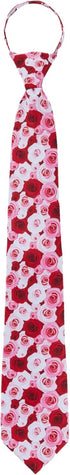 Jacob Alexander Men's Assorted Floral Roses Flowers Design Pre-Tied Zipper Neck Tie - White Pink Red...