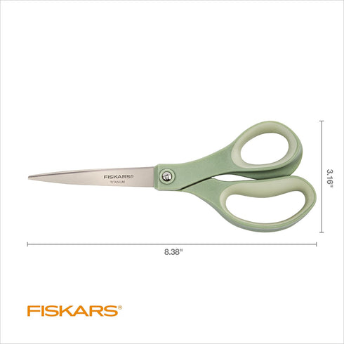 Fiskars SoftGrip Titanium Scissors - Contoured Performance All Purpose - 8" Titanium - Straight Paper Scissors for Office, and Arts and Crafts - 3...