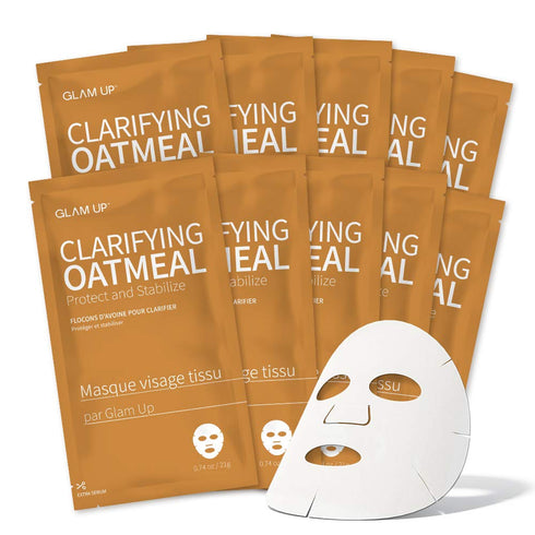 GLAM UP Sheet Mask Clarifying Oatmeal (10 sheets) - Smooths Skin Texture...