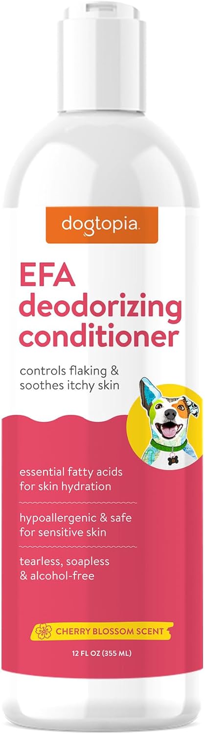 Essential Fatty Acid (EFA) Deodorizing Conditioner for Dogs and Pets (16oz) – Cherry Blossom Scent | Soothing Conditioner Rich With Moisturizing E...