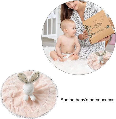 Rabbit Security Baby Comforter,Baby Girl Newborn Essentials Blanket,Personalized Soothing Towel for Newborns Pink 9.06 Inch- Nursery Gift...