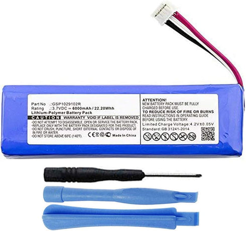 6000mAh GSP1029102R Battery Replacement Compatible with JBL Charge 3 (2015) and Select Charge 2+ Waterproof Bluetooth Speaker...
