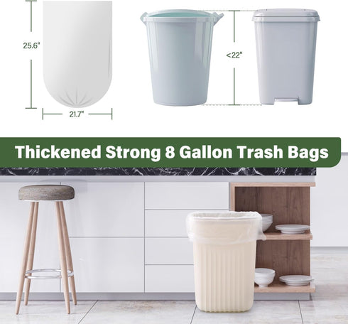 Jaoul Small Trash Bags, White Small Garbage Bags Unscented Thick for Bathroom, Office, Kitchen Small Trash Bag (8 Gallon, 200PCS)...