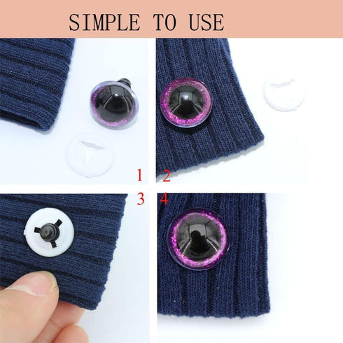 ARTCXC 1Box(64pcs) 16mm 8Colors Plastic Safety Eyes Glitter Craft Eyes with Washers for Doll Teddy Bear Puppet Toy Plush Animal and DIY Craft Maki...