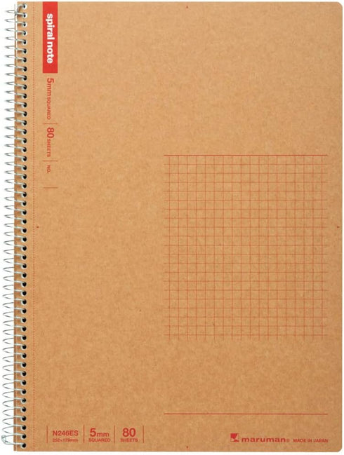 Maruman SPIRAL NOTE BASIC 7.44 x 9.92 inches (B5), 5mm-squared, 80 Sheets (N246ES)...