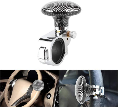 Universal Steering Wheel Knob Carbon Fiber Car Steering Wheel Assist Knob Steering Handle Ball for Car Truck Lorry Tractor(Carbon Fiber)...