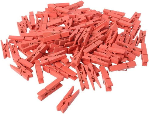 100pcs Mini Natural Wooden Clothes Photo Paper Peg Pin Clothespin Craft Clips School Office Stationery (Orange)...
