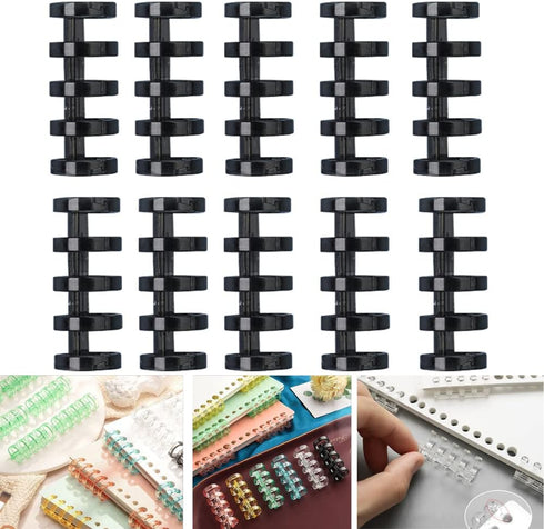 Plastic Binder Comb Binder Spines with 60 Sheets Capacity for DIY Travel Diary Notebook and Album (10 Pack) (Black)...