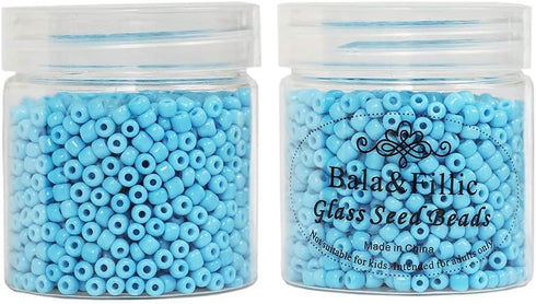 Bala&Fillic Opaque Light Blue Color 4mm Glass Seed Beads About 1400pcs in Box 6/0 Glass Craft Seed Beads for Jewelry Making (Light Blue, 4mm)...