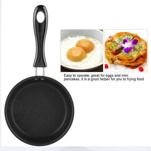 12cm Mini Round Frying Pan for Frying Eggs, Egg Pan Iron Coating Kitchen Cookware Household Small Kitchen Cooker, Black...