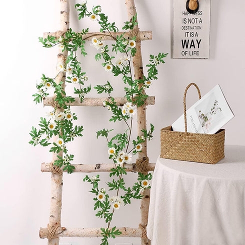 SOMYTING Artificial Daisy Garland Decorative Fake Flower Vine Hanging 5.6Ft Silk Flower Greenery for Home Garden Outdoor Ceremony Wedding Arch Flo...