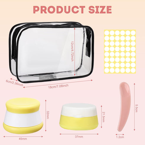 BBTO 18 Pack Silicone Travel Containers for Toiletries 10ml 20ml Leakproof Cream Jars with Lids 4 Mini Spatula Labels Toiletry Bag for Cosmetic Fa...