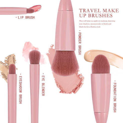 Travel Makeup Brush Set 5PCS Mini Make up Kit Portable Complete Function Cosmetic Brushes Kit Cheap Makeup Brush Kit Cute Makeup Brush for Eyeshad...