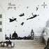 Runtoo Never Grow Up Nursery Wall Decals Quotes Big Ben Cityscape Wall Stickers for Kids Room Baby Bedroom Wall Decor...