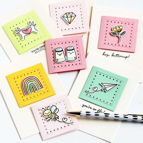 Mini Note by Julie Ebersole, Essentials by Ellen Designer Die Cuts, Note Card, Lunch Notes. DIY cutting dies for card making and scrapbooking...