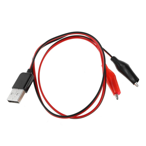 Crocodile Clamps Test Wire 50cm/19.69inch Double Alligator Clips to USB Male Connector Cable Copper Test Lead for Testing Circuit...