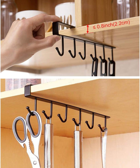 2pcs Mug Hooks Cups Wine Glasses Storage Hooks Kitchen Utensil Ties Belts and Scarf Hanging Hook Rack Holder Under Cabinet Closet Without Drilling...
