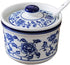 Retro Ceramic Blue and White Sugar Bowl Seasoning Pot Storage Jar with Lid...