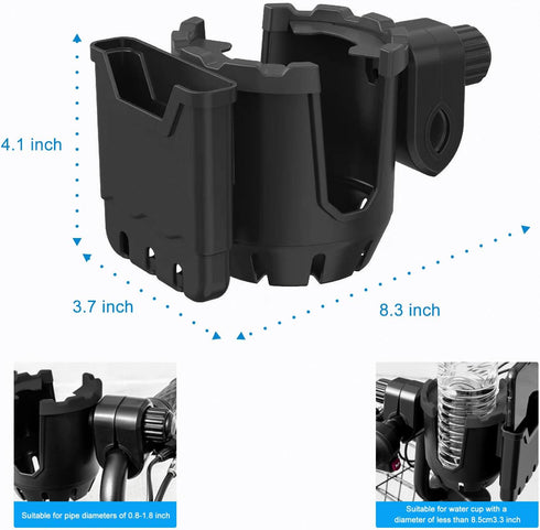 Stroller Cup Holder with Phone Holder, Cup Holder for Uppababy Stroller,Adjustable 2-in-1 Universal Cup Phone Holder for Stroller, Walker, Motorcy...