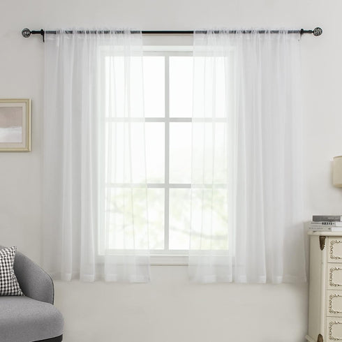 White Sheer Curtains 54 inches Long for Bedroom Top Rod Pocket Sheer Window Panels Curtains for Nursery Living Room 52 by 54 Inch Length Set of 2...