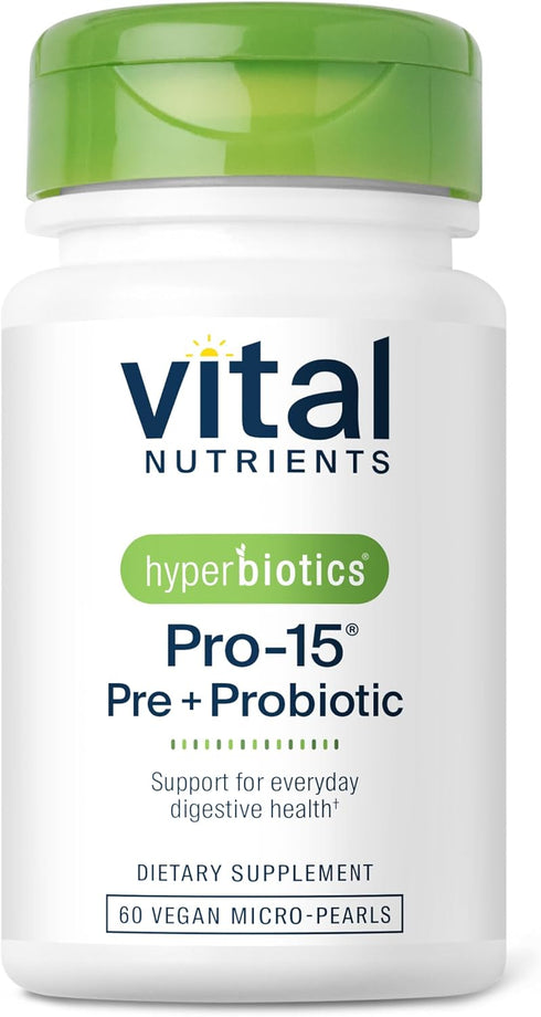 Hyperbiotics Vital Nutrients Pro-15 Prebiotics and Probiotics for Women and Men | 15 Science Backed Strains | Supports Occasional Constipation, Di...