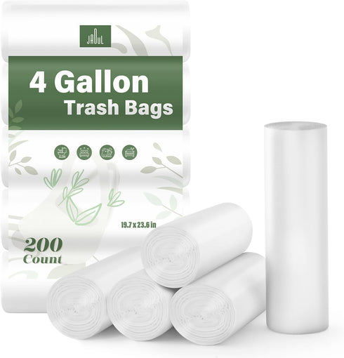 Jaoul 4 Gallon Trash Bags, Small Garbage Bags 200 Counts, Unscented Strong Bathroom Garbage Bags, Small Trash Bags 4 Gallon for Office Restroom Ca...