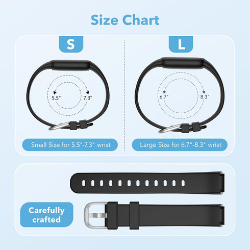 2 Pack Waterproof Bands Compatible with Fitbit Luxe Bands for Women Men, Classic Soft Sports Replacement Wristbands (Small 5.5" - 7.3", black/grey...