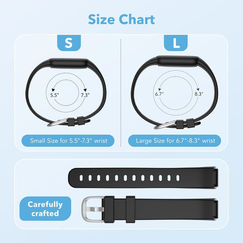 2 Pack Waterproof Bands Compatible with Fitbit Luxe Bands for Women Men, Classic Soft Sports Replacement Wristbands (Small 5.5" - 7.3", black/blac...