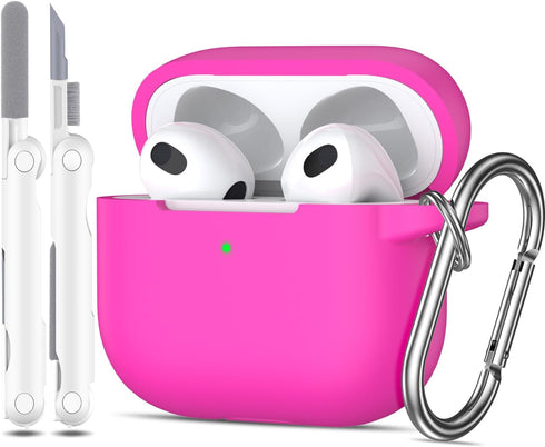 AirPods 3rd Generation Case Cover 2021, Military Grade Anti-Fall Soft Silicone Shock-Absorbing Protective AirPods 3 Case Skin with Keychain and Cl...