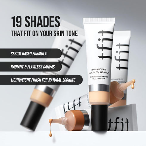 Radiance Fit Serum Foundation - Flawless Coverage, Dewy finish, Long-lasting, Lightweight, Korean Makeup,1.05 Oz. (C01 Porcelain, 1.05 Oz.)...