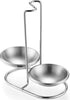 304 Stainless Steel Double Ladles Holder Vertical Spoon Rest Cooking Utensils Stand with 4 inch bowls...