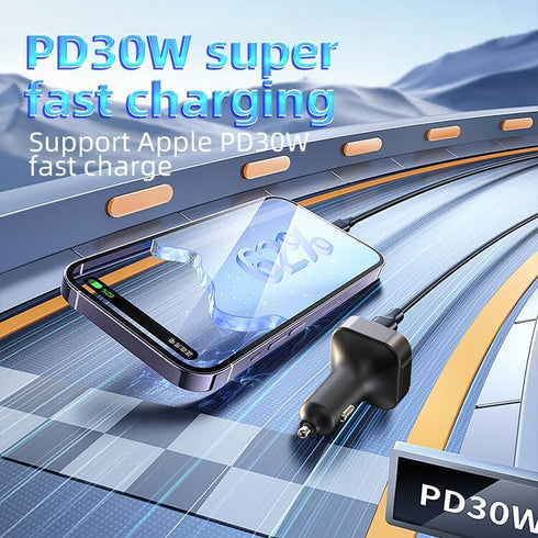 3 Port Fast Car Charger, PD30W & QC3.0 Cigarette Lighter Charger for Multiple Devices, Rapid Charging Adapter Compatible with iPhone 15 Pro Max/15...