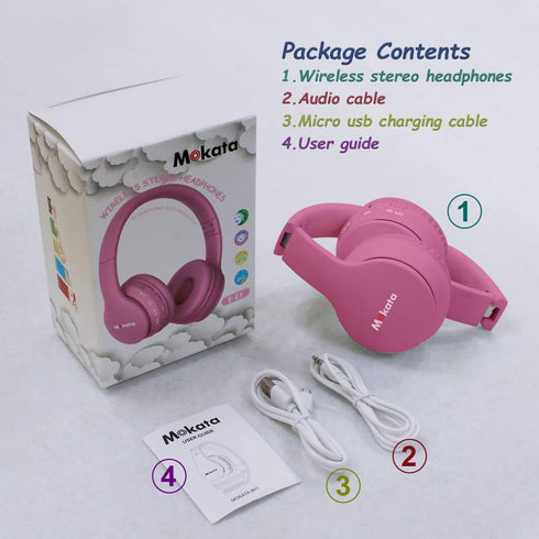 Headphones Bluetooth Wireless/Wired Kids Volume Limited 85 /110dB Over Ear Foldable Protection Headset with AUX 3.5mm Mic for Boys Girls School Pa...