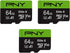 PNY 64GB Elite-X Class 10 U3 V30 microSDXC Flash Memory Card, 3 Count (Pack of 1) - 100MB/s, Class 10, U3, V30, A1, 4K UHD, Full HD, UHS-I, micro ...