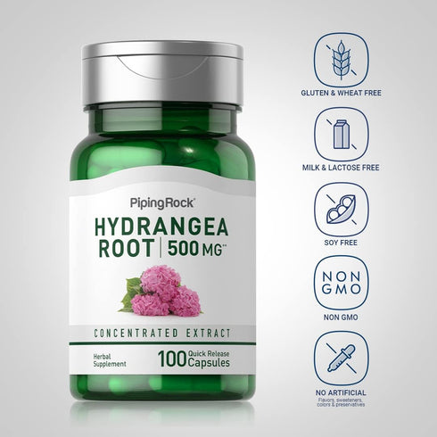 Piping Rock Hydrangea Root Capsules 500mg | 100 Count | Concentrated Extract Supplement | Non-GMO, Gluten Free...