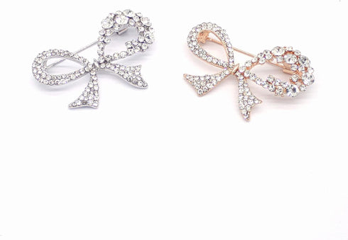 2-Piece Set Luxury Rhinestone Bow Brooch Hijab Pins for Wedding Bouquet Christmas Party Valentine's Day Gift for Women Men Bridal Wife Mom...