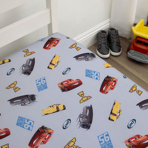 Disney Cars Fitted Crib Sheet 100% Soft Breathable Microfiber, Baby Sheet, Fits Standard Size Crib Mattress 28in x 52in, Gray...