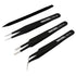 MMOBIEL 3x Industrial Precision ESD Tweezers Anti-Static Stainless Steel for Electronics Tools, Jewelry, Computer, Laboratory Work, Crafts and Hob...