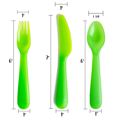 Kids Plastic Dinnerware Set of 36 Multi Color Flatware (Spoons, Forks and Knives) - Reusable, BPA-Free, Dishwasher Safe and Microwaveable...