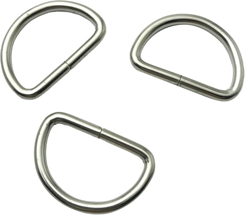 SYSOLYWIN 50Pcs 5/8 inch Silver Multi-Purpose Metal D Ring Semi-Circular D Ring for Hardware Bags Ring Hand DIY Accessories (15mm) A1196...