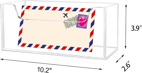 Mail Holder for Table, Acrylic Letter Holder Box for Desk or Wall Mount, Mail Organizer Countertop, Clear...