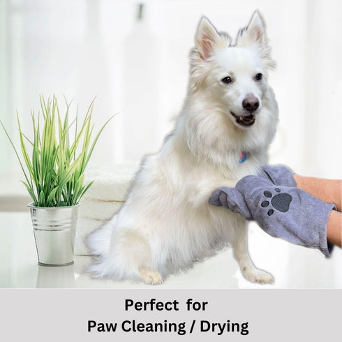 Penny & Niko Microfiber Pet Towel Mitts - Paw Cleaning and Drying Mitts/Gloves for Dogs and Cats (Large - 2 Pack, Gray)...