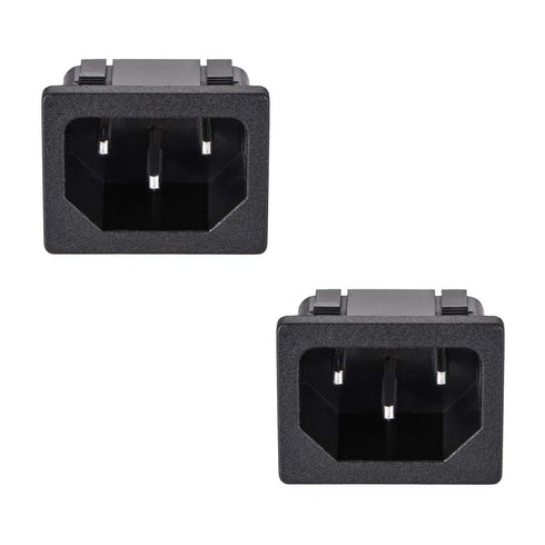 uxcell C14 Panel Mount Plug Adapter AC 250V 10A 3 Pins IEC Inlet Plug Power Connector Socket Straight Pack of 2...