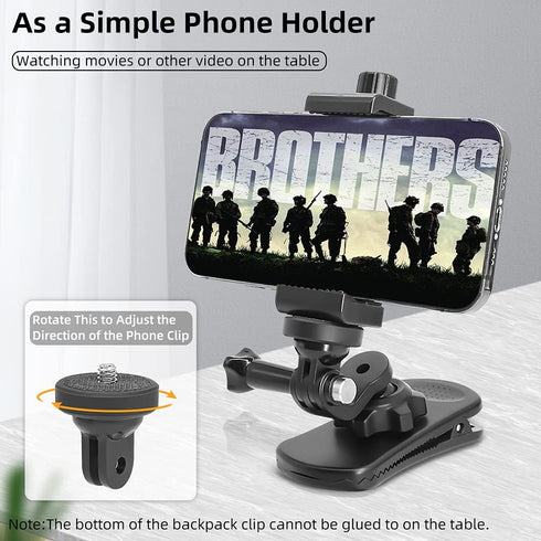 360° Rotation Backpack Strap Phone Mount ?phone holder backpack strap with phone clip for iPhone 12/13/14/15 Pro max and more smartphones (BCM-01)...