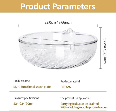 YENXIKU Double-Layer Snack Plate with Shell Storage – Multifunctional Nut Bowl with Built-in Phone Holder, Pistachio Bowl,Perfect for Entertaining...