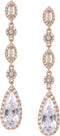 SWEETV Long Pear-Shaped Rose Gold Wedding Birdal Earrings for Brides, Bridesmaids, Crystal Chandelier Dangle Drop Earrings for Women Prom...
