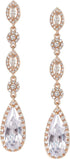 SWEETV Long Pear-Shaped Rose Gold Wedding Birdal Earrings for Brides, Bridesmaids, Crystal Chandelier Dangle Drop Earrings for Women Prom...