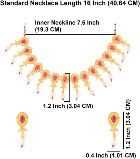 Efulgenz Indian Wedding Bridal Jewelry for Women Antique Gold Tone Floral Choker Necklace Faux Pearl Drop Dangling Earrings Kundan Bridal Set Indi...