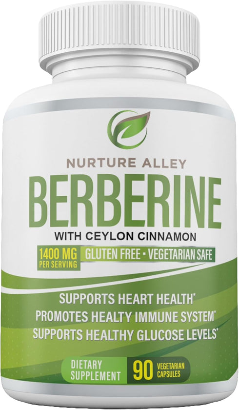 Berberine Complex - Berberine HCL 1200mg Plus Organic Ceylon Cinnamon 200mg - 90 Capsules - Supports Metabolism, Immune System - Berberine HCI Sup...